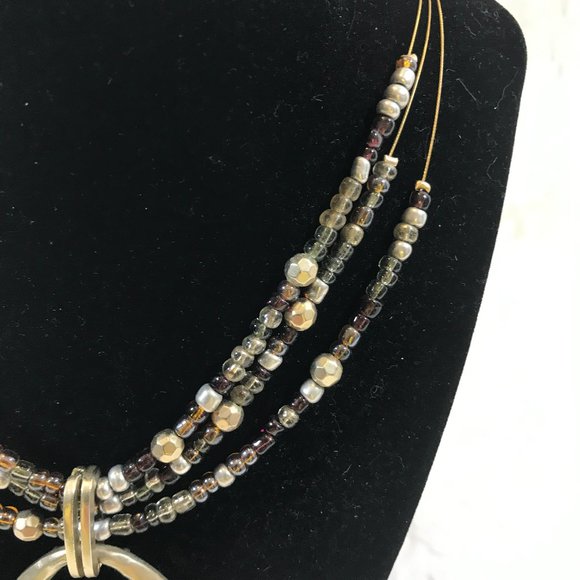 Multi Strand invisible Tribal  Hammered Necklace - Picture 3 of 13